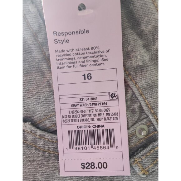 Wild Fable Gray Mid Rise 90s Relaxed Straight EasyRigid Jeans 16 NWT - Picture 7 of 9